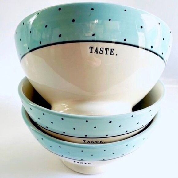 Rae‎ Dunn Blue Polka Dot Cereal Bowls - Picture 1 of 4